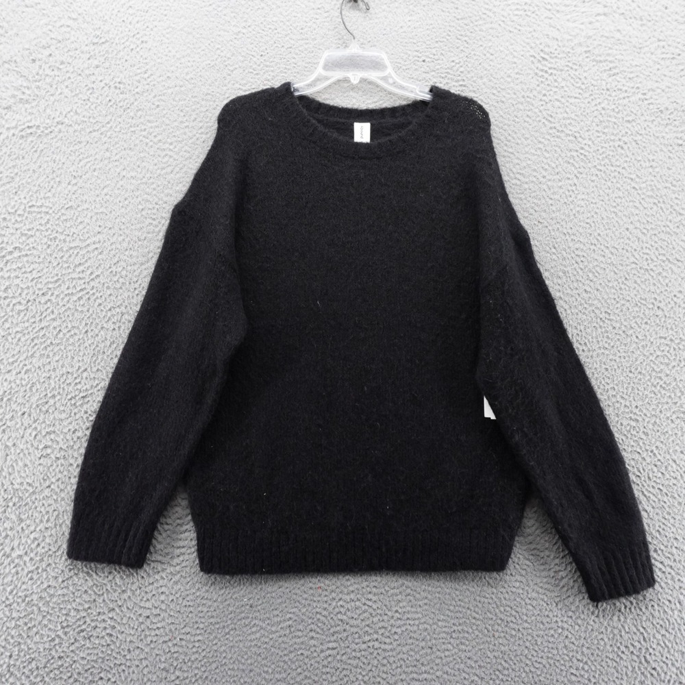 Abound Black Fuzzy Knit Crew Neck Sweater Size Small Pullover NEW